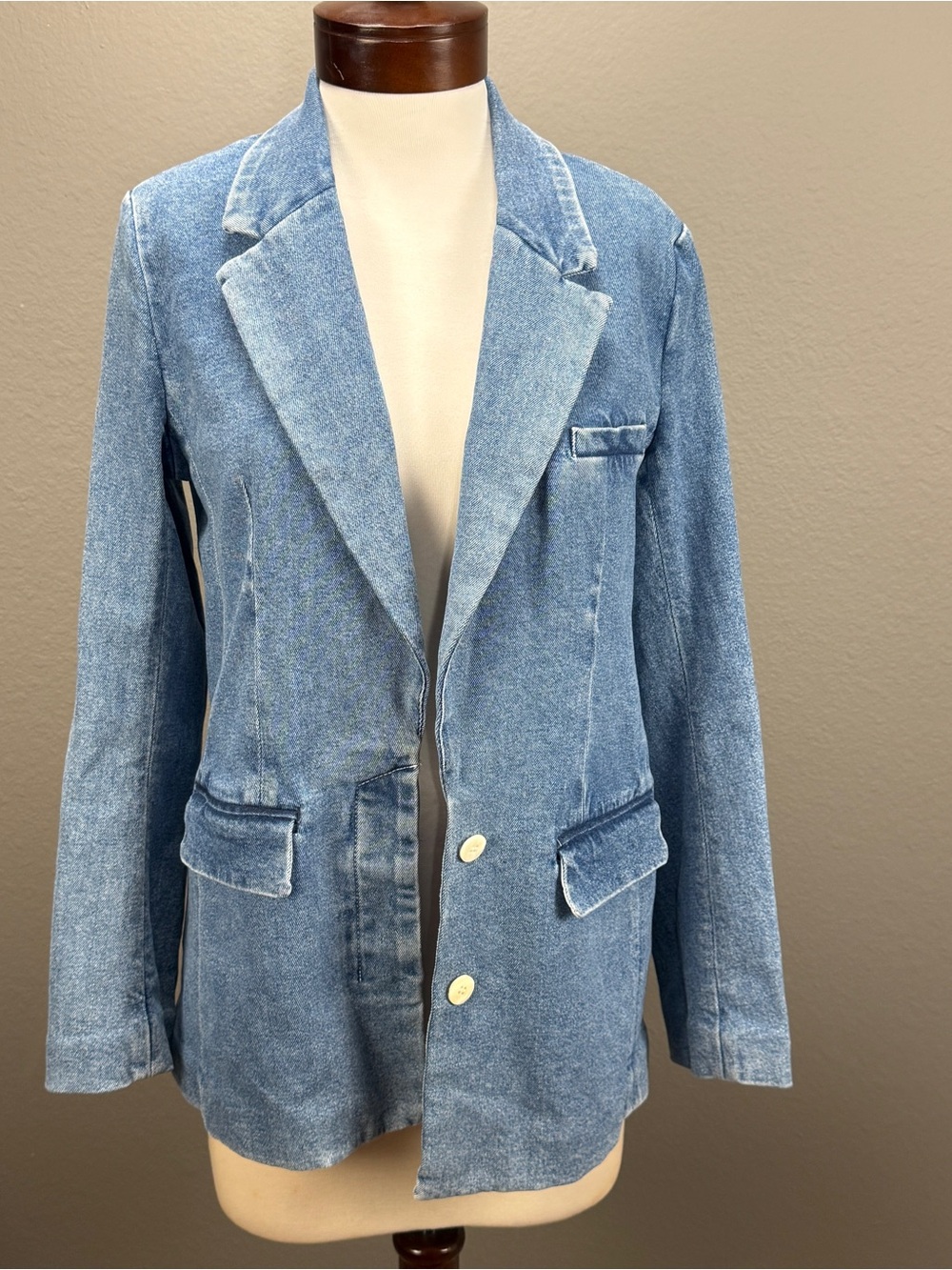 Staud Maxwell Denim Blazer Jacket Sz S Edgy Chic Stylish - Picture 3 of 9